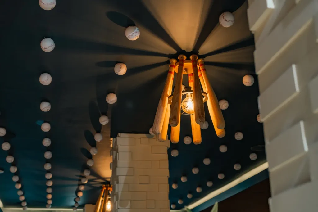 a ceiling with a bunch of lights hanging from it