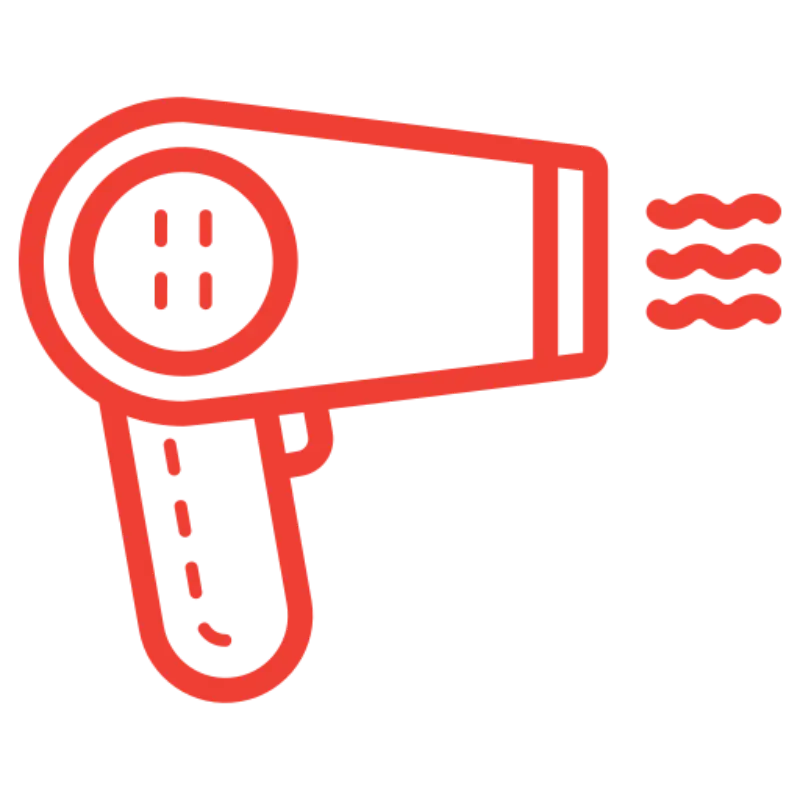 a black and red picture of a blow dryer