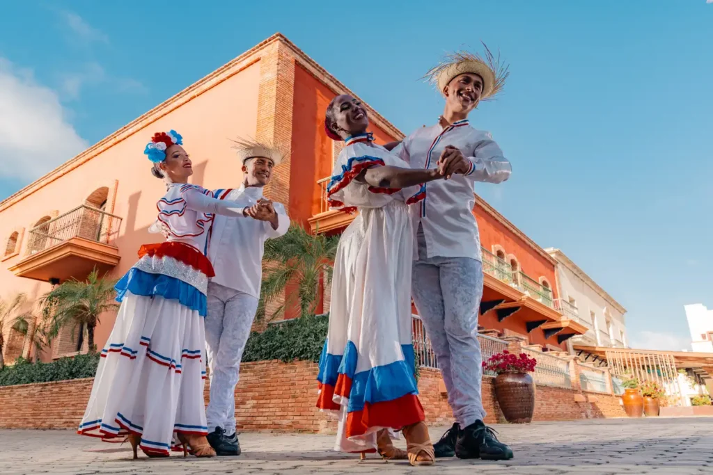 a group of people that are standing in front of a building